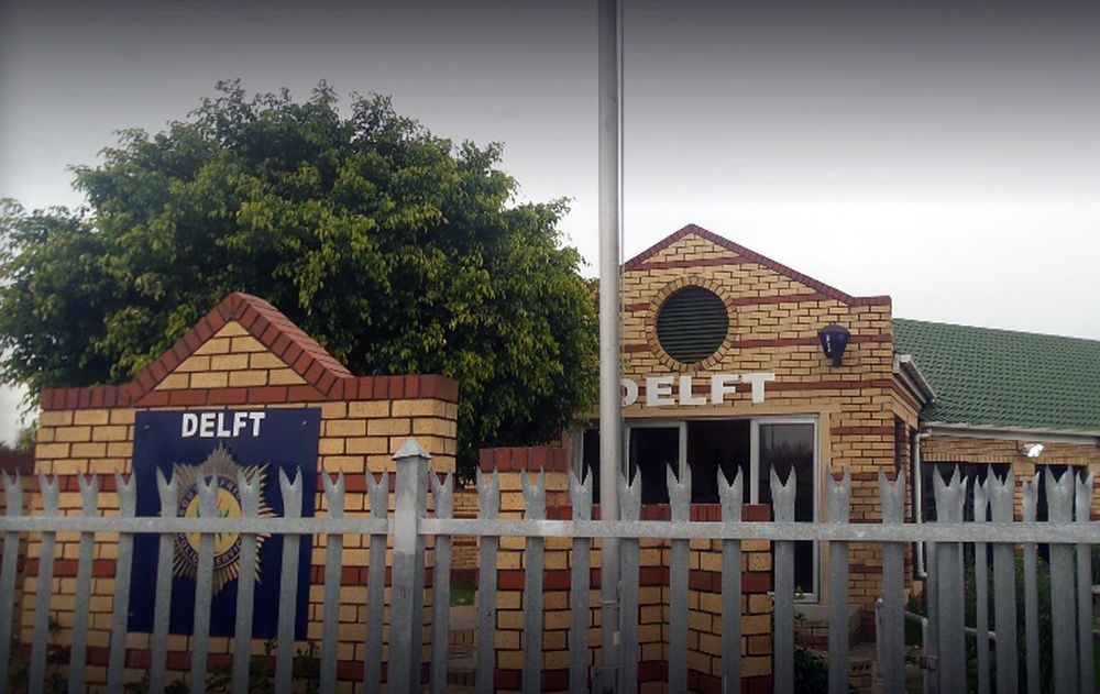 Archive photograph of the actual Delft police station exterior in Cape Town